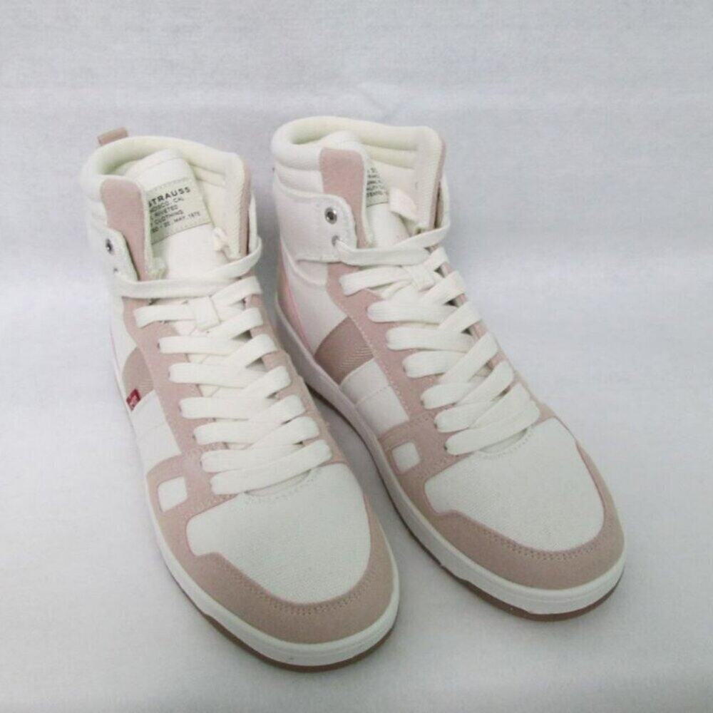 Levis Women's Basket Ball -HI-DTE Sneakers Canvas High-Top Shoes-Pink-8-NWOT - Picture 2 of 10